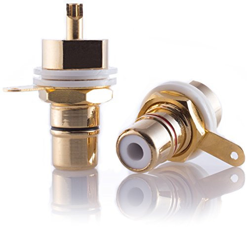 Hifi Lab Cinch Einbau-Buchse 24-k vergoldet Cinch Buchse RCA Audio Cinch Buchse High-End Verbinder Plug Jack Chinch Anschluss 2X