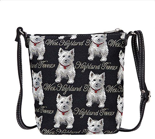 Siganre Tapestry Small Women's Shoulder Bag, Small Cross Body Bag, Sling Bag, Westie, One Size, Satchels, Westie, Taille unique, Saddlebags