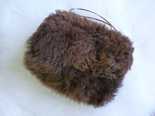 Natur-Fell-Shop Muff/Handwärmer aus echtem Lammfell/m. Kleiner Innentasche/braun