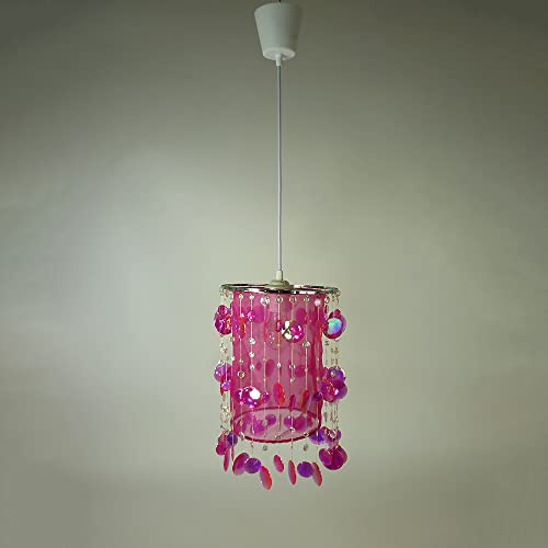 PINKY CHIP - Pendel-LeuchtenSCHIRM pink, trendiger Leuchtenschirm aus hochwertigem Kunststoff und Organza-Stoff
