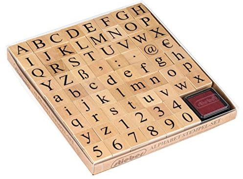 Alphabet-Stempelset 68 Stempel + 2 Kissen (rot und schwarz)