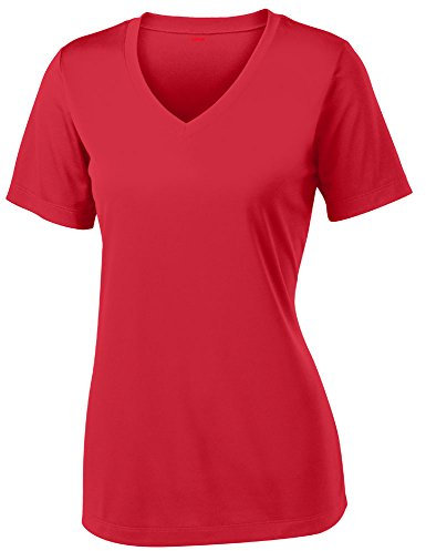 Opna Damen Kurzarm Feuchtigkeitstransport Athletic Shirts Größen XS-4XL, Rot/Ausflug, einfarbig (Getaway Solids), Mittel