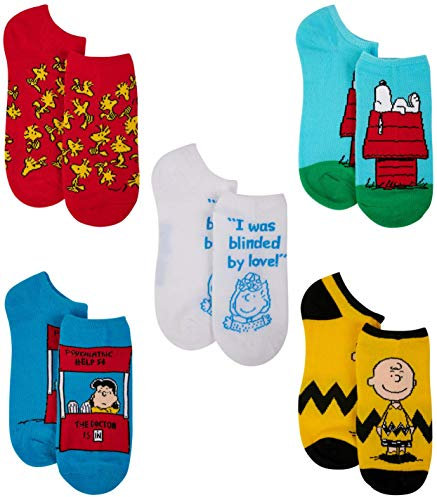 Peanuts Damen Snoopy 5 Pack No Show Lässige Socken, Verschiedenfarbig, 42-44.5 EU (10er Pack)