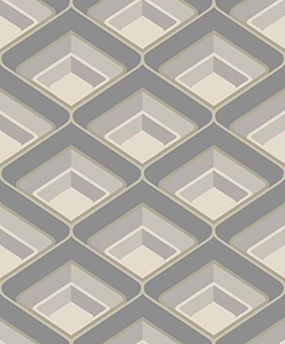 Grandeco - Geo In Grey - Geometric 3D Effect - Retro Textured Wallpaper A16004 (Grey)