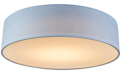 Qazqa - Modern Deckenleuchte I Deckenlampe I Lampe I Leuchte blau 40 cm inkl. LED - Drum mit Schirm LED I Wohnzimmer I Schlafzimmer - Textil Rund - I LED