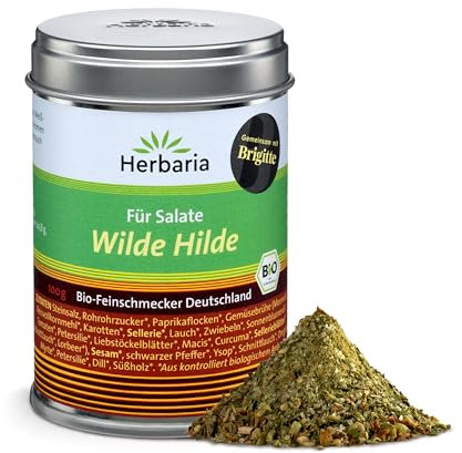 Herbaria Wilde Hilde bio 100g M-Dose- fertige Bio-Gewürzmischung - Salatgewürz für ausgefeilte Salate - mit erlesenen Zutaten - in nachhaltiger Aromaschutz-Dose