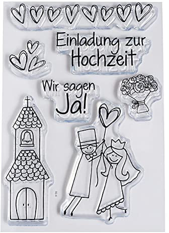 Clear Stempel-Set Hochzeit, ca. 7,4x10,5cm