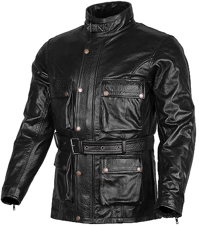 Bikers Gear Trailmaster - Motorradjacke - Gewachstes Leder - Schwarz Used Look by UK