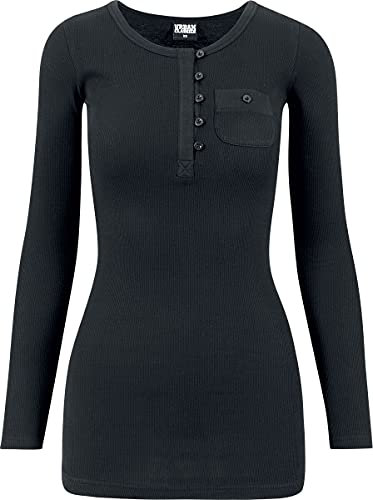 Urban Classics Damen T-Shirt Ladies Long Rib Pocket Turnup Tee, Gr. X-Large, Schwarz (Black 7)