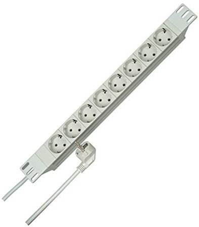 Kopp 930804013 PROFIversal 8-fach mit Schutzk.-Std., 45 Grad gedr. Töpfen, 5 mm², 2 m, 250 VAC, 16 Amp, Weiß