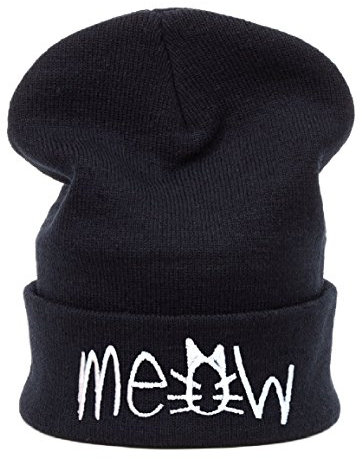 Beanie Mütze Hat Mütze MEOW Bad Hair Day Commes des 1994 HAT HATS, Morefazltd (TM) (Bad Hair day schwarz) (meow black)