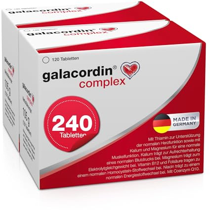 galacordin complex 240 Tabletten - mit Thiamin zur Unterstützung einer gesunden Herzfunktion, mit Kalium und Magnesium für eine normale Muskelfunktion, unterstützt den Blutdruck