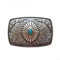 AW-Collection Versilberte Gürtelschnalle Buckle Westernornament mit türkisem Stein
