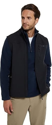 Mountain Warehouse Grasmere Mens Gilet - Lightweight Body Warmer, Water Resistant Jacket, Breathable Running Vest, Pockets - For Spring Summer, Cycling & Hiking Black XS