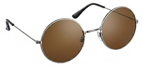 Lennon Style Round Sunglasses – Flat Lens Glasses Retro Vintage Hippy Tea Shades for Men & Women, Steampunk Fashion Eyeglasses, UV400 Protection Eye Wear