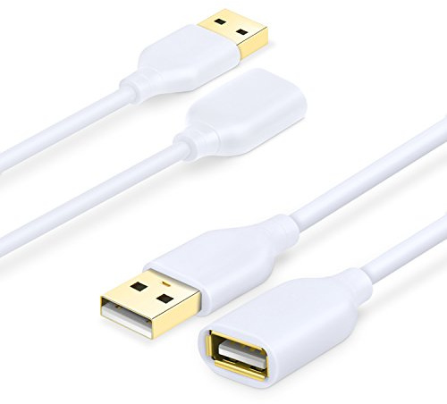 Costyle USB Extension Cable White, 2-Pack 2.0 6ft/2m Type A Male to A Female Extension Cord White USB Cable Extender with Gold-Plated Connectors