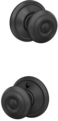 Schlage Georgian Hall/Closet Passage Door Knob, Matte Black