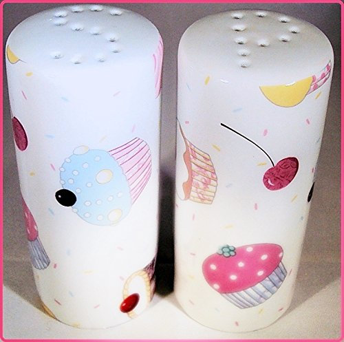 Fairy Cupcakes Salt and Pepper Ceramic Porcelain Round Salt & Pepper Cruet Set Free UK Delivery