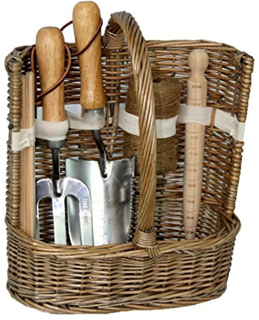 Willow Direct G020 Antique Wash Deluxe Garden Trug Tool Basket, Brown,36 x 23 x 43cm