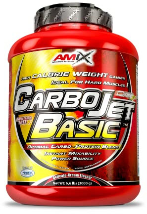 AMIX - Carbojet Basic - Carbohidratos y Proteínas para Aumentar la Masa Muscular - Con Concentrado de Proteína de Suero -Recuperador Muscular - Sabor Vainilla - 3 KG