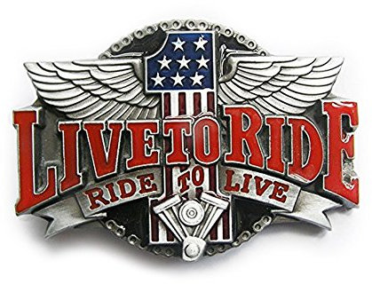 eeddoo® Gürtelschnalle - #1 Live to Ride - Ride to Live (Buckle für Wechselgürtel für Damen und Herren | Belt Frauen Männer Oldschool Rockabilly Metall Gothic Wave Rock Biker Western Trucker)