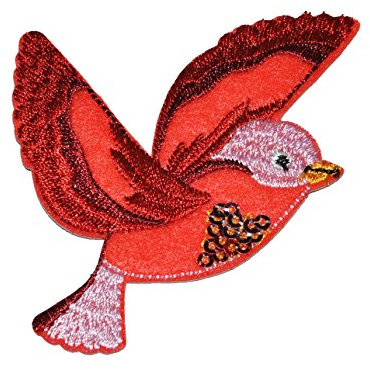 alles-meine.de GmbH Bügelbild - Paradies Vogel rot - 6,5 cm * 6,5 cm - Aufnäher Applikation - Flicken gestickt mit fest afgenähten Pailletten - Vögel Kolibris