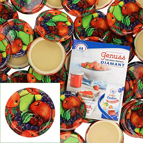 50er Deckelset TO82 Obstdekor I Twist-Off-Deckel für Sturzgläser I Rundrand I Einkochen & Konservieren I passend für 230ml/350ml/435ml