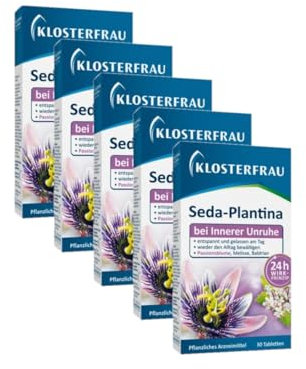 Klosterfrau Seda-Plantina Tabletten | 5 x 30 Stück | Bei Innerer Unruhe | 24 h Wirkprinzip