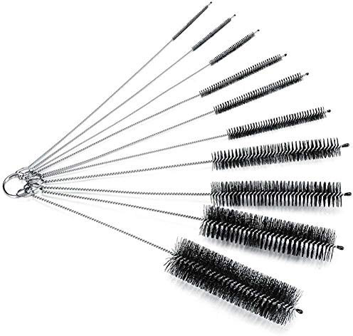akoak 8,2 pulgadas Tubo de juego de tubo de nylon cepillo cepillos de limpieza para pajitas gafas teclados para limpiar las joyas, Juego de 10