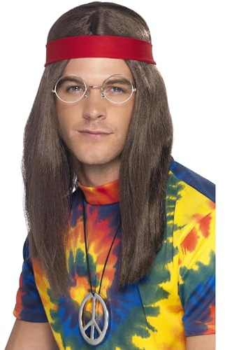 Smiffys Hippie Man Kit, Brown, One Size