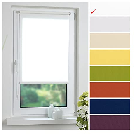 Liedeco® Rollo Klemmfix - 45 x 150 cm weiß (Breite x Höhe) / lichtdurchlässig Blickdicht und stufenlos verstellbar/leichte Innen-Montage ohne Bohren mit Klemmträger / 123 montiert