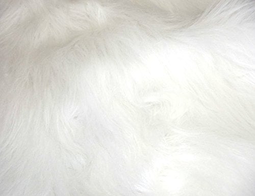 Long Pile Fun Faux Fur Fabric Material Bright White, 1Mtr 150cmx100cm