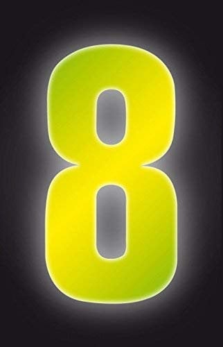 Self Adhesive Wheelie Bin Numbers 17cm - 8 - High Visibility Yellow
