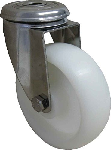 Edelstahl Polyamid Lenkrolle Rad ø 100mm Rückenloch 12mm, Tragkraft 150Kg Transportrolle rostfrei