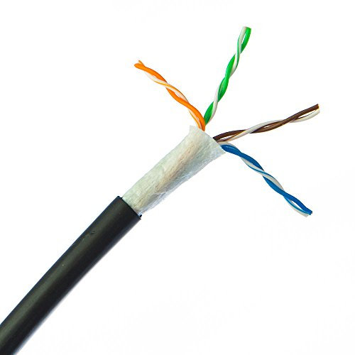 Direct Burial/Outdoor rated Cat6 Black Ethernet Cable, Solid, CMX, Waterproof Tape, Spool, 1000 foot