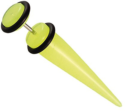 Acryl Fake Piercing Expander Neon gelb Dehnungsstab Straight Dehnstab