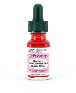 Dr. Ph. Martin's Radiant Concentrated Water Color (46D) Watercolor Bottle, 0.5 oz, Sunrise Pink, 1 Bottle