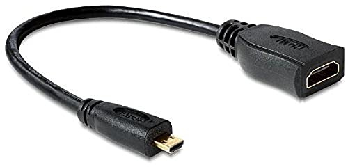 Delock Adapterkabel micro HDMI-D St > HDMI-A Bu mit 23 cm Kabel, Schwarz