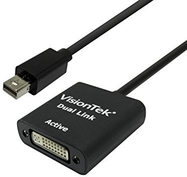 VisionTek Active Mini DisplayPort to DL-DVI Adapter Cable for Mac and PC (900640),Black,One size