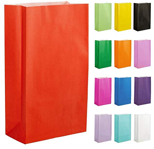 Thepaperbagstore 10 Rote Partytüten aus Papier – 14x24.5x7cm - Bunte Geschenktüten aus Papier für Kinder- und Erwachsenenpartys, Geburtstage, Hochzeiten, Junggesellinnenabschiede und Süßigkeiten