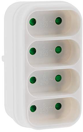 Multiprise 4 prises pour façade - Quadriplite - 4x6A - Blanc - Zenitech