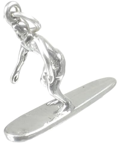 Surfer auf Surfbrett Sterling Silber Charm .925 x 1 Surfboard Charms