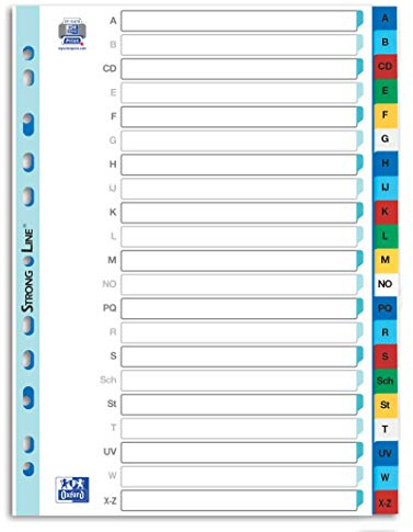 Oxford Kunststoff-Register A4, Strong-Line, A-Z, 21-teilig, 25 Stück