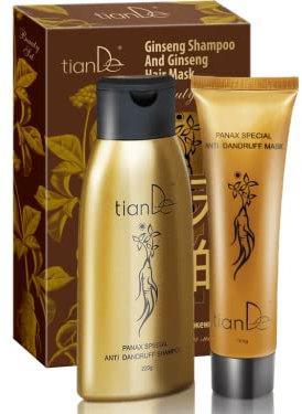 Tiande Anti-Schuppen Shampoo + Maske mit Ginseng Extrakt 220 + 100gr., 20101, für mehr Glanz
