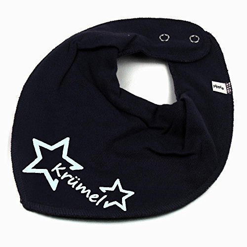 HALSTUCH mit Namen oder Text personalisiert für Baby oder Kind aus Baumwolle in Einheitsgröße Stern blau