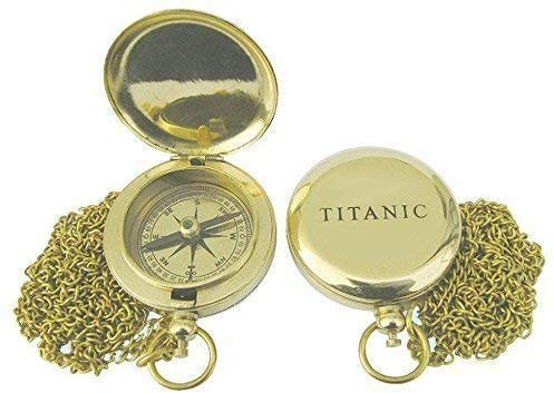 linoows Sprungdeckel Kompass, Magnetkompass, Taschenuhren Kompass mit Titanic Gravur