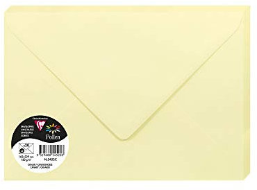 Clairefontaine 5452C - Packung mit 20 Umschläge Pollen, Format C5, 162 x 229 mm, 120g, ideal für Korrespondenz und Einladungen, Kanariengelb, 1 Pack