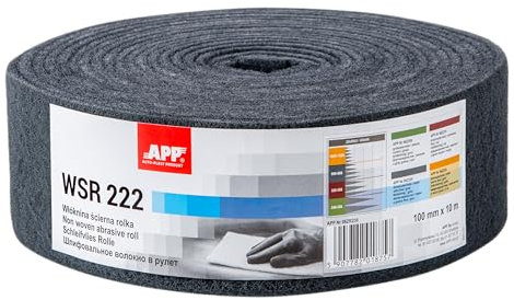 APP WS 222 - Rotolo di tessuto non tessuto abrasivo, 10 m x 100 mm, grigio | Lana abrasiva a grana fine per levigatrici su legno, metallo, acciaio e acciaio inossidabile, grana: 600-800