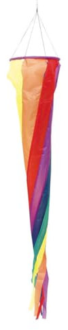 HQ Design Windspiration - Turbinen und Windsocks, UV-beständige und wetterfeste Windspiel Deko für Garten, Terrasse und Balkon - inkl. Aufhängung oder Standstab (Turbine Rainbow, 110 cm)