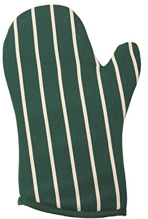 Classic Butcher's Stripe 100 Percent Cotton Oven Gauntlet, Racing Green